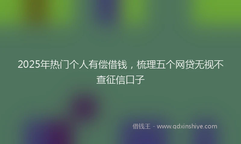 2025年热门个人有偿借钱,梳理五个网贷无视不查征信口子