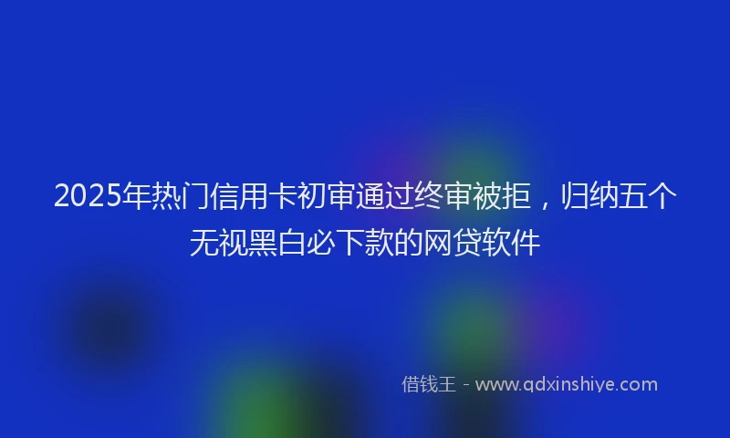 2025年热门信用卡初审通过终审被拒，归纳五个无视黑白必下款的网贷软件