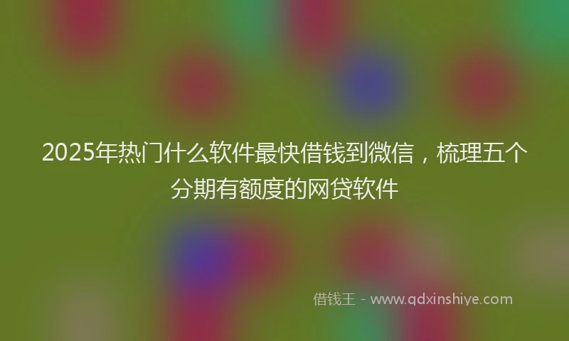 2025年热门什么软件最快借钱到微信，梳理五个分期有额度的网贷软件