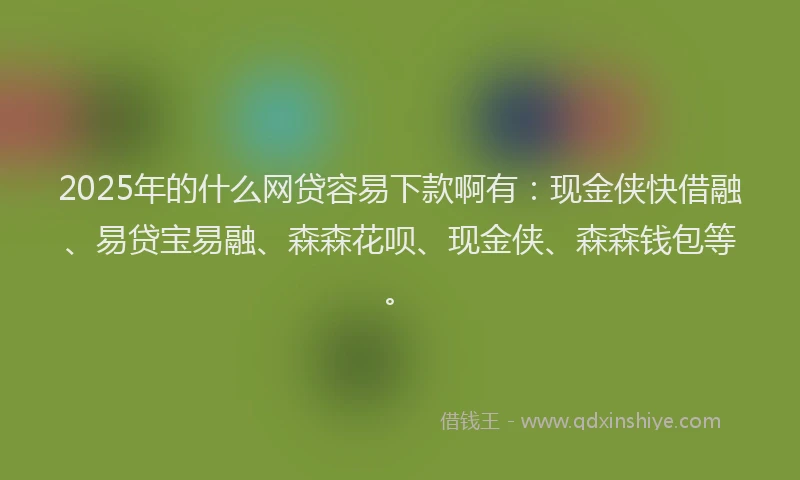 2025年的什么网贷容易下款啊有：现金侠快借融、易贷宝易融、森森花呗、现金侠、森森钱包等。