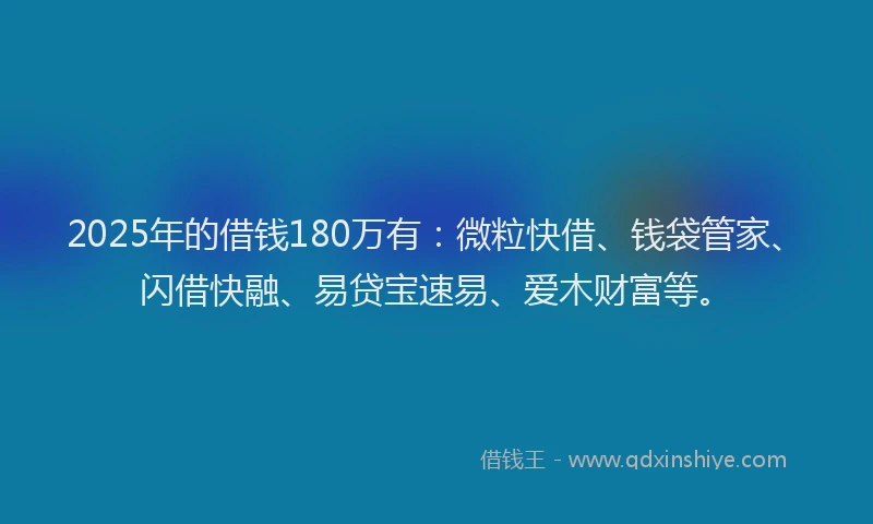 2025年的借钱180万有：微粒快借、钱袋管家、闪借快融、易贷宝速易、爱木财富等。
