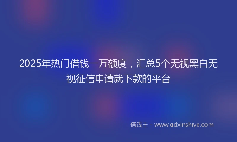 2025年热门借钱一万额度，汇总5个无视黑白无视征信申请就下款的平台