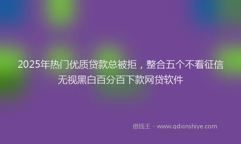 2025年热门优质贷款总被拒，整合五个不看征信无视黑白百分百下款网贷软件