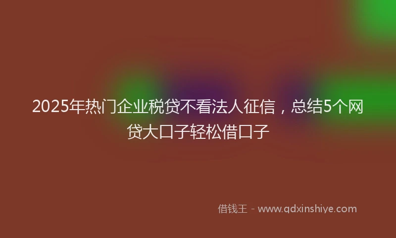 2025年热门企业税贷不看法人征信，总结5个网贷大口子轻松借口子