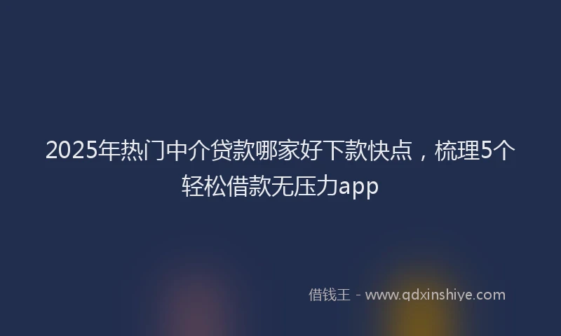 2025年热门中介贷款哪家好下款快点，梳理5个轻松借款无压力app