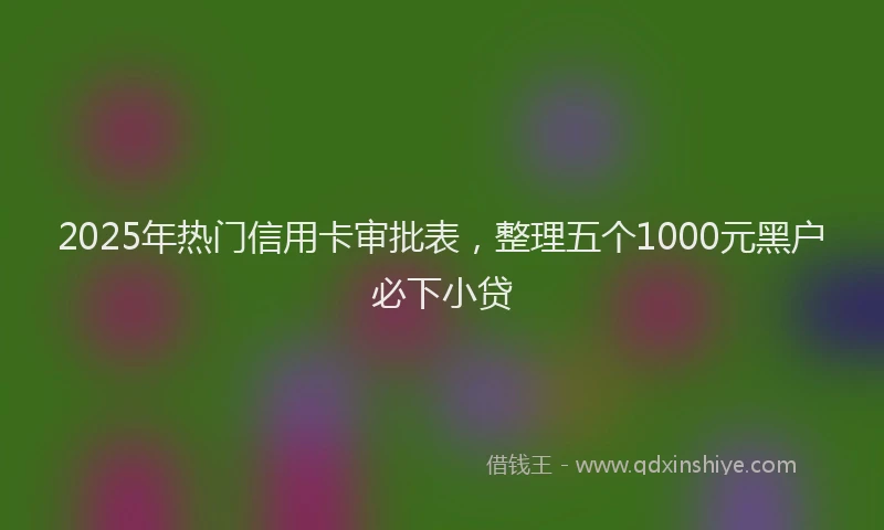 2025年热门信用卡审批表，整理五个1000元黑户必下小贷