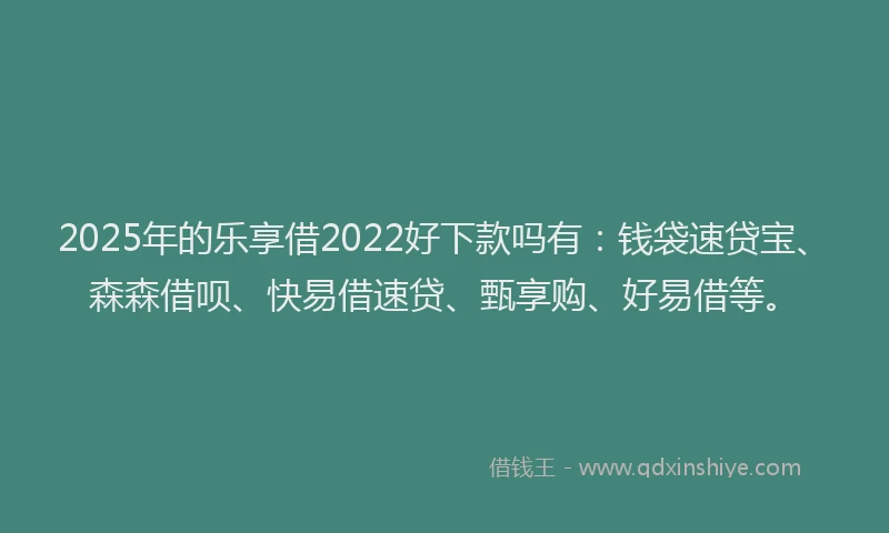 2025年的乐享借2022好下款吗有：钱袋速贷宝、森森借呗、快易借速贷、甄享购、好易借等。