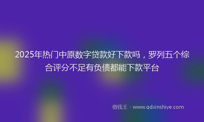 2025年热门中原数字贷款好下款吗，罗列五个综合评分不足有负债都能下款平台