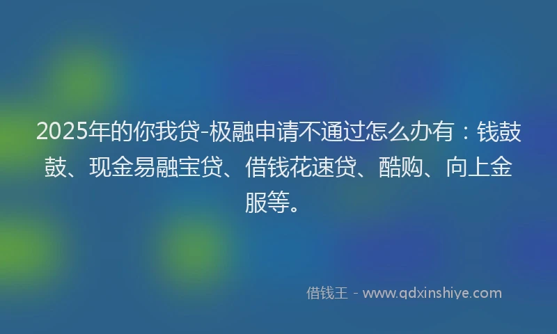 2025年的你我贷-极融申请不通过怎么办有：钱鼓鼓、现金易融宝贷、借钱花速贷、酷购、向上金服等。