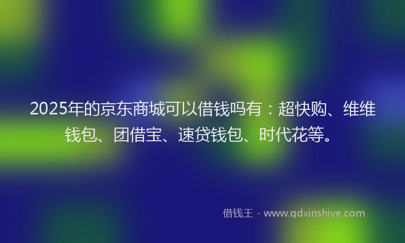 2025年的京东商城可以借钱吗有：超快购、维维钱包、团借宝、速贷钱包、时代花等。