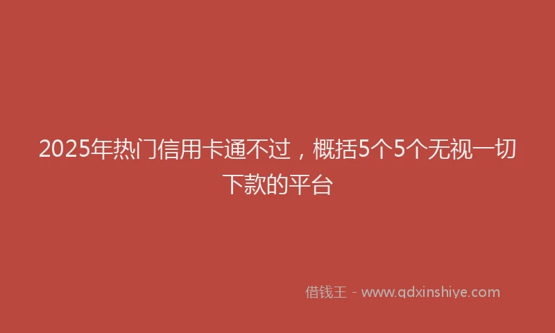2025年热门信用卡通不过，概括5个5个无视一切下款的平台