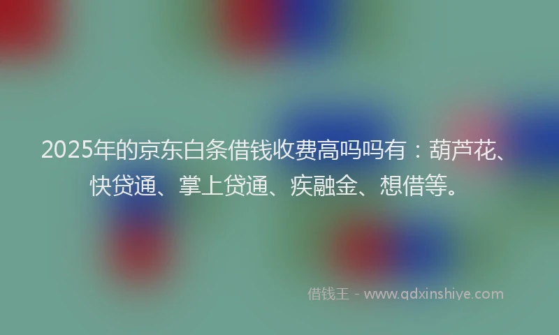 2025年的京东白条借钱收费高吗吗有：葫芦花、快贷通、掌上贷通、疾融金、想借等。
