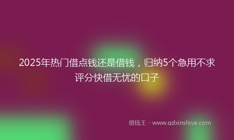 2025年热门借点钱还是借钱，归纳5个急用不求评分快借无忧的口子