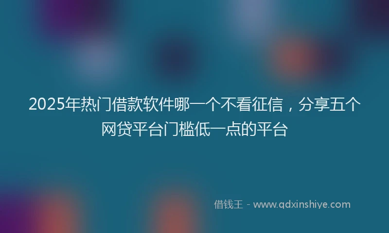 2025年热门借款软件哪一个不看征信，分享五个网贷平台门槛低一点的平台