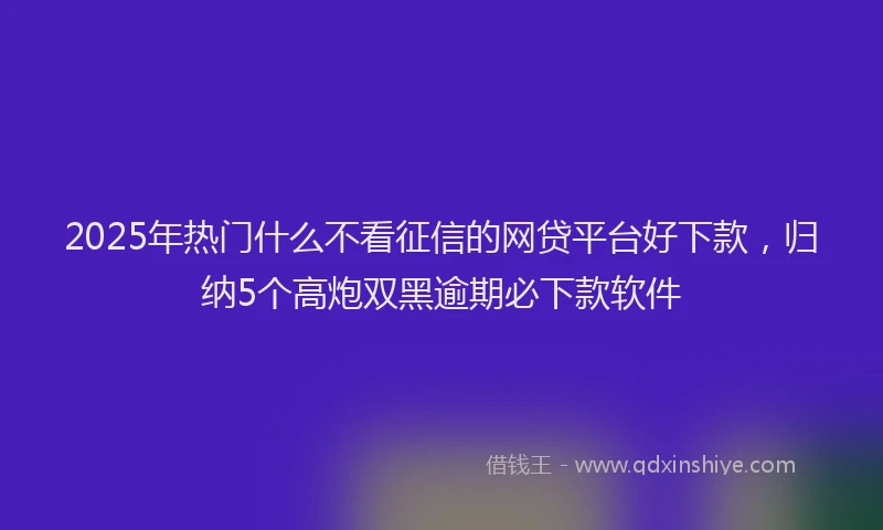2025年热门什么不看征信的网贷平台好下款，归纳5个高炮双黑逾期必下款软件