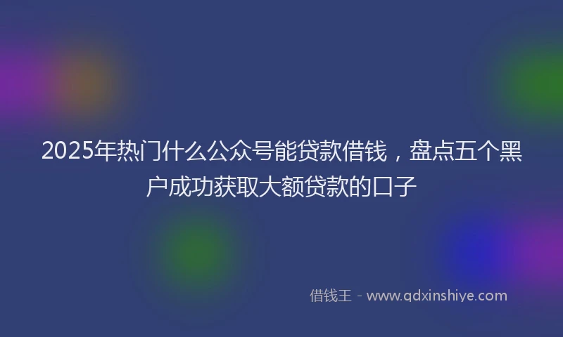 2025年热门什么公众号能贷款借钱，盘点五个黑户成功获取大额贷款的口子