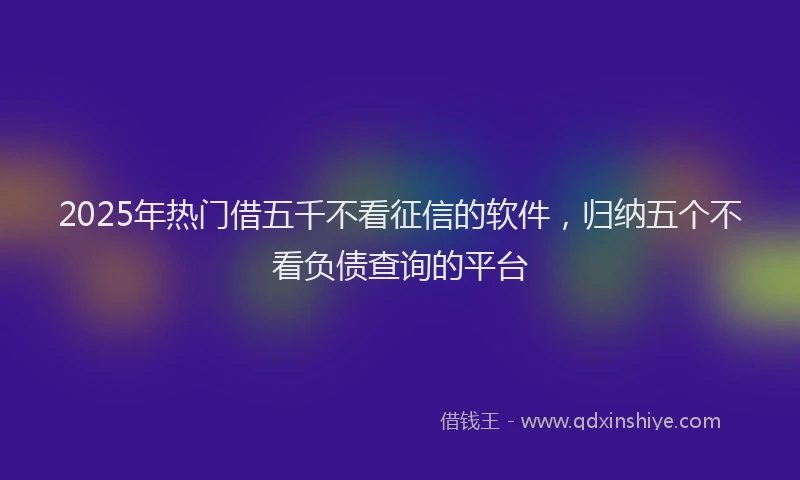 2025年热门借五千不看征信的软件，归纳五个不看负债查询的平台