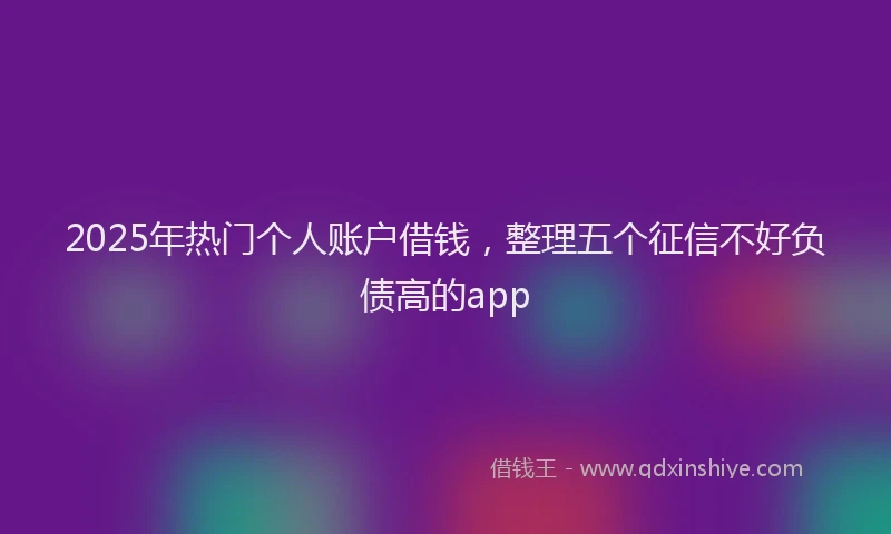 2025年热门个人账户借钱，整理五个征信不好负债高的app