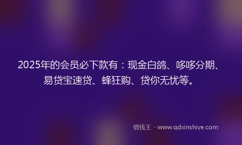 2025年的会员必下款有：现金白鸽、哆哆分期、易贷宝速贷、蜂狂购、贷你无忧等。