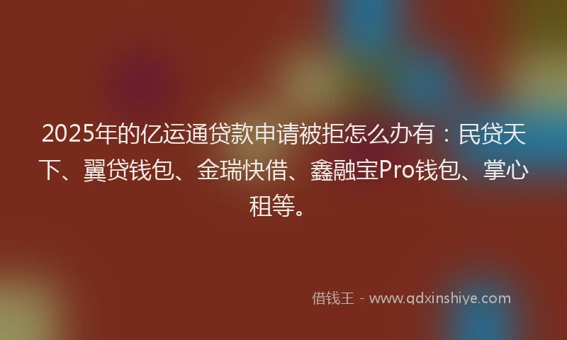 2025年的亿运通贷款申请被拒怎么办有：民贷天下、翼贷钱包、金瑞快借、鑫融宝Pro钱包、掌心租等。