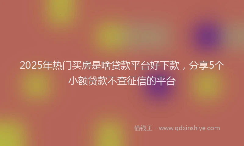 2025年热门买房是啥贷款平台好下款，分享5个小额贷款不查征信的平台
