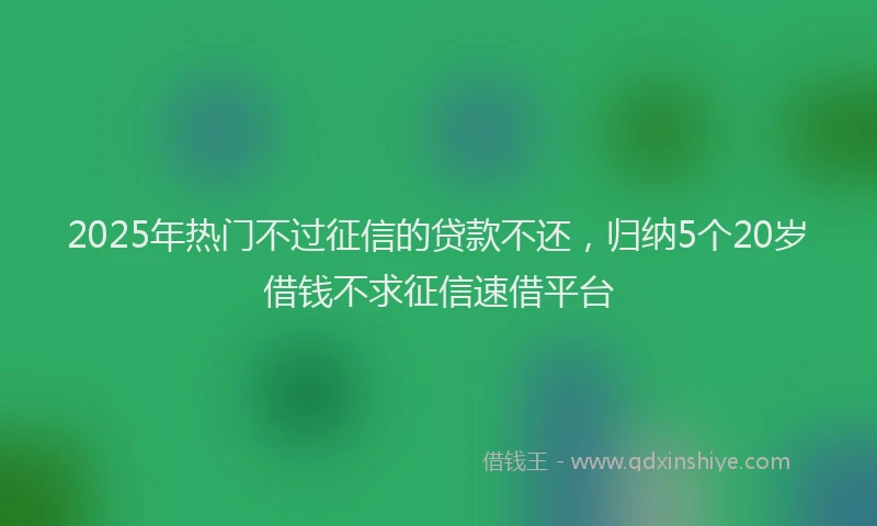2025年热门不过征信的贷款不还，归纳5个20岁借钱不求征信速借平台