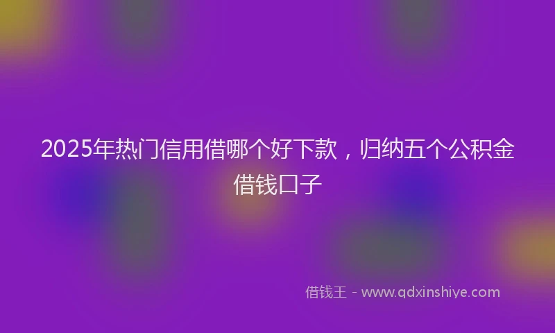 2025年热门信用借哪个好下款，归纳五个公积金借钱口子
