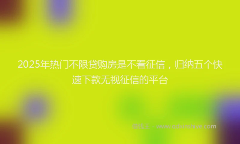 2025年热门不限贷购房是不看征信，归纳五个快速下款无视征信的平台