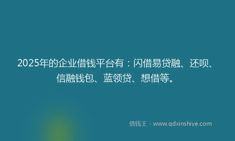 2025年的企业借钱平台有：闪借易贷融、还呗、信融钱包、蓝领贷、想借等。
