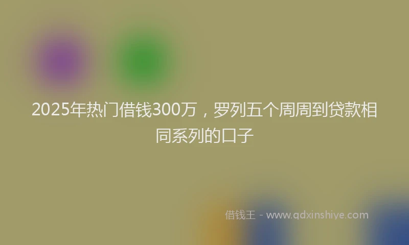 2025年热门借钱300万，罗列五个周周到贷款相同系列的口子