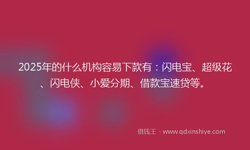 2025年的什么机构容易下款有：闪电宝、超级花、闪电侠、小爱分期、借款宝速贷等。