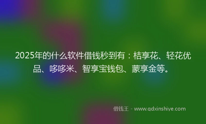 2025年的什么软件借钱秒到有：桔享花、轻花优品、哆哆米、智享宝钱包、蒙享金等。
