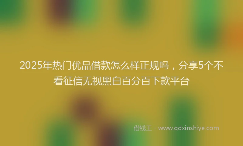 2025年热门优品借款怎么样正规吗，分享5个不看征信无视黑白百分百下款平台
