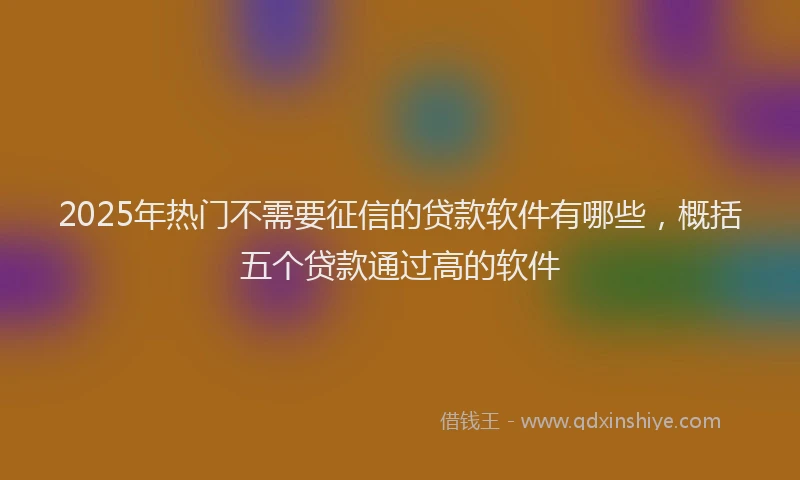 2025年热门不需要征信的贷款软件有哪些，概括五个贷款通过高的软件
