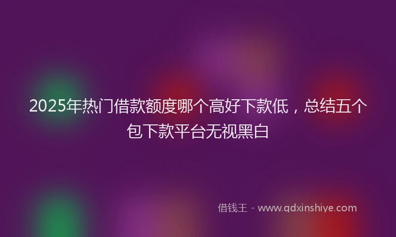 2025年热门借款额度哪个高好下款低，总结五个包下款平台无视黑白