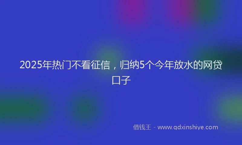 2025年热门不看征信，归纳5个今年放水的网贷口子