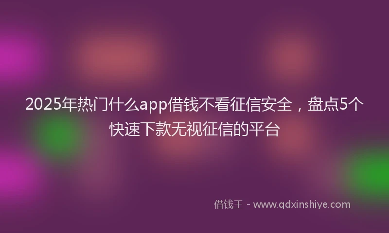 2025年热门什么app借钱不看征信安全，盘点5个快速下款无视征信的平台