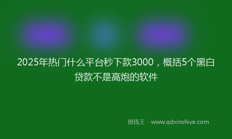 2025年热门什么平台秒下款3000，概括5个黑白贷款不是高炮的软件