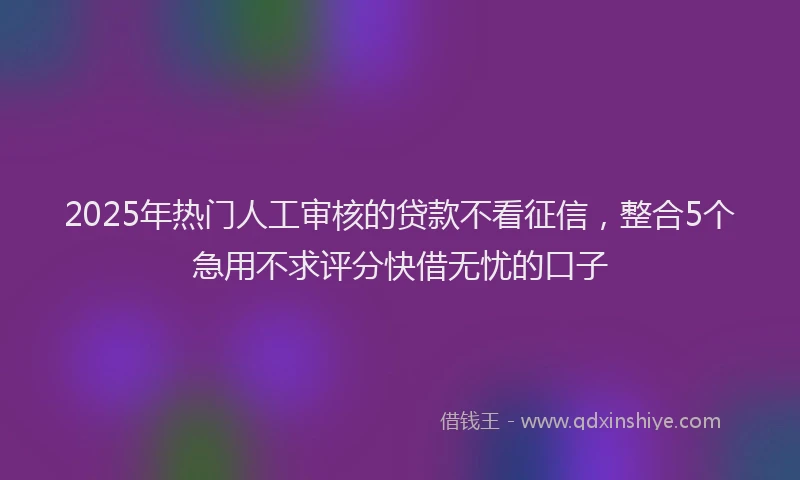 2025年热门人工审核的贷款不看征信，整合5个急用不求评分快借无忧的口子