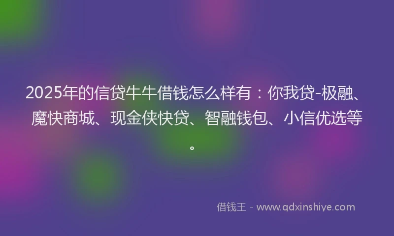 2025年的信贷牛牛借钱怎么样有：你我贷-极融、魔快商城、现金侠快贷、智融钱包、小信优选等。