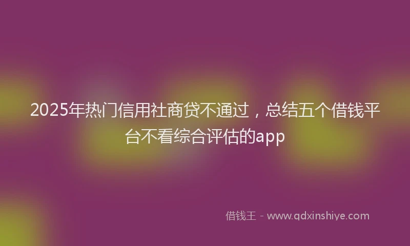 2025年热门信用社商贷不通过，总结五个借钱平台不看综合评估的app