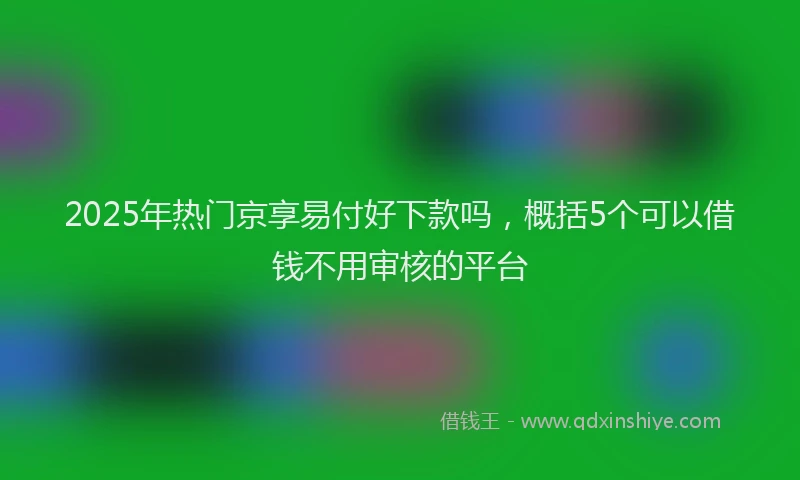 2025年热门京享易付好下款吗，概括5个可以借钱不用审核的平台
