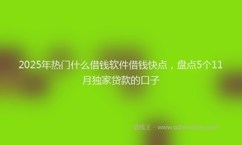 2025年热门什么借钱软件借钱快点，盘点5个11月独家贷款的口子