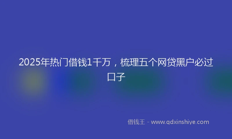 2025年热门借钱1千万，梳理五个网贷黑户必过口子