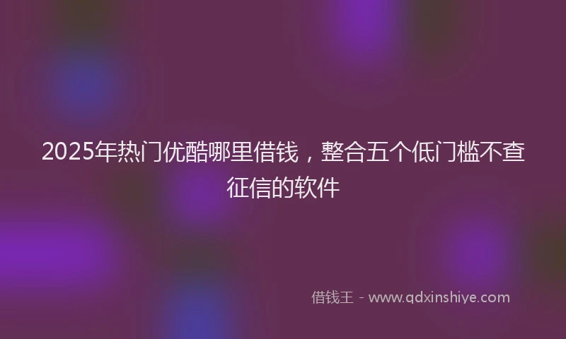 2025年热门优酷哪里借钱，整合五个低门槛不查征信的软件