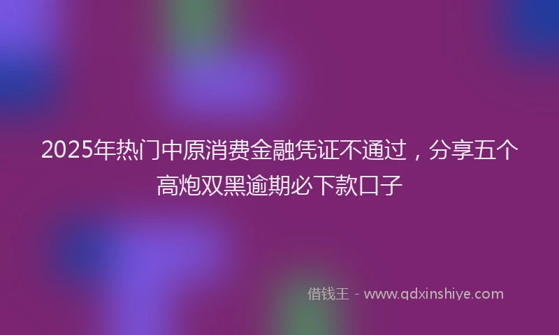 2025年热门中原消费金融凭证不通过，分享五个高炮双黑逾期必下款口子