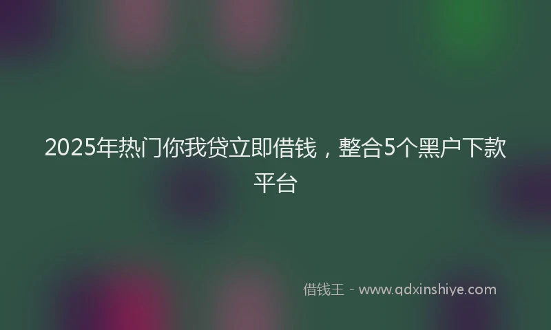 2025年热门你我贷立即借钱，整合5个黑户下款平台