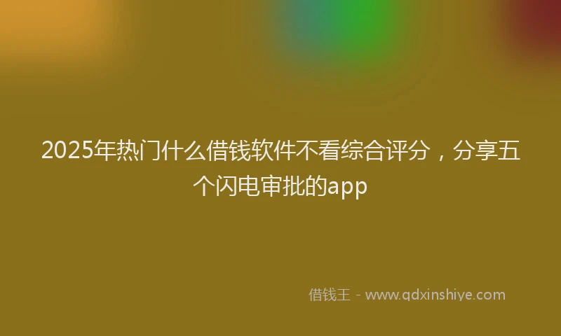 2025年热门什么借钱软件不看综合评分，分享五个闪电审批的app
