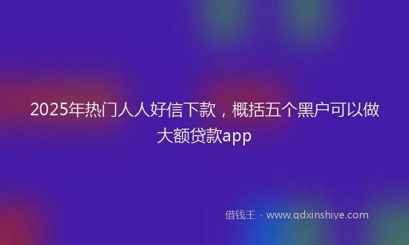 2025年热门人人好信下款，概括五个黑户可以做大额贷款app