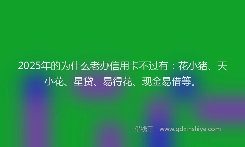 2025年的为什么老办信用卡不过有：花小猪、天小花、星贷、易得花、现金易借等。